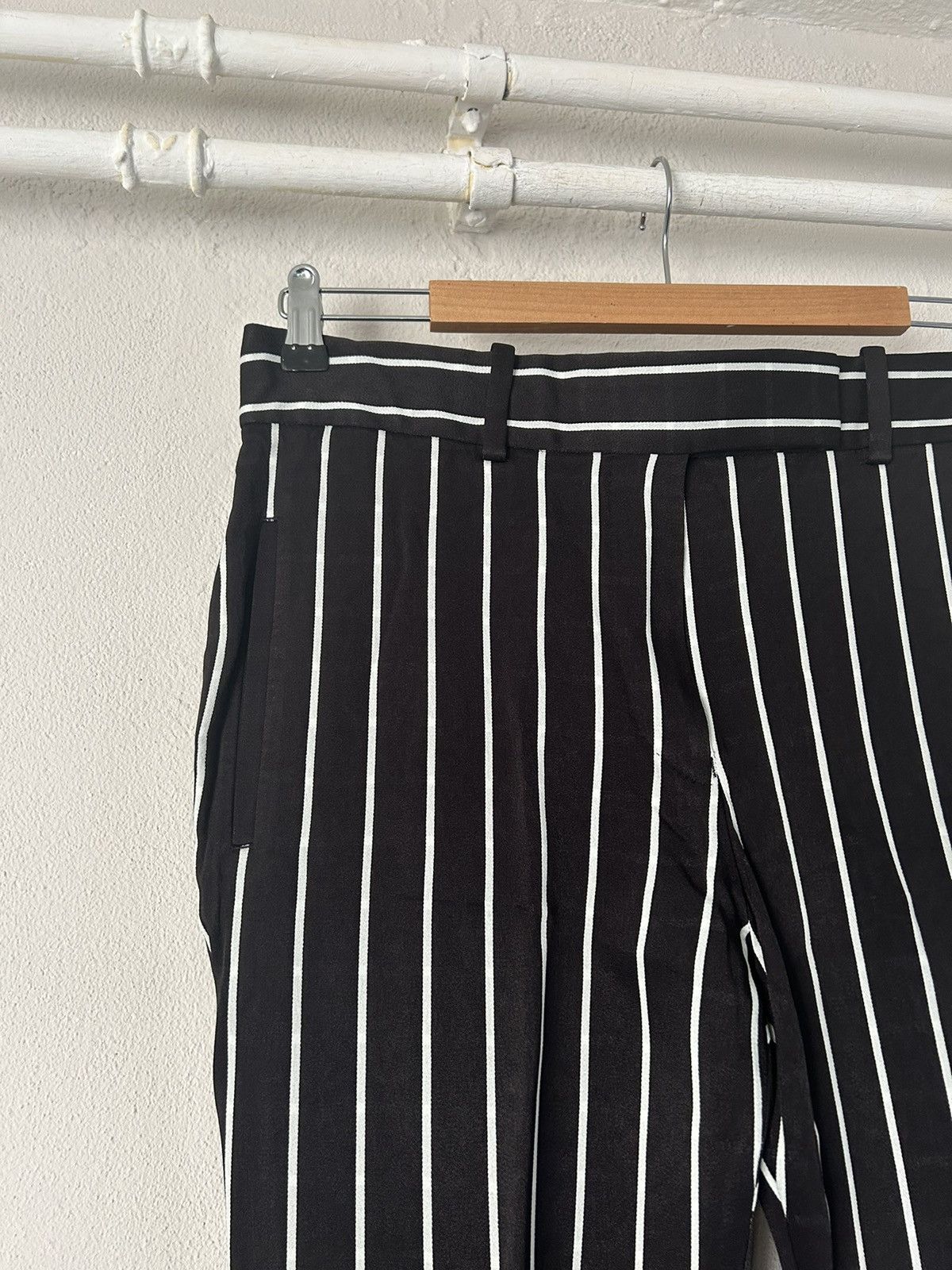 Haider Ackermann Black/White Striped Viscose Pants Size US 32 / EU 48 - 2 Thumbnail