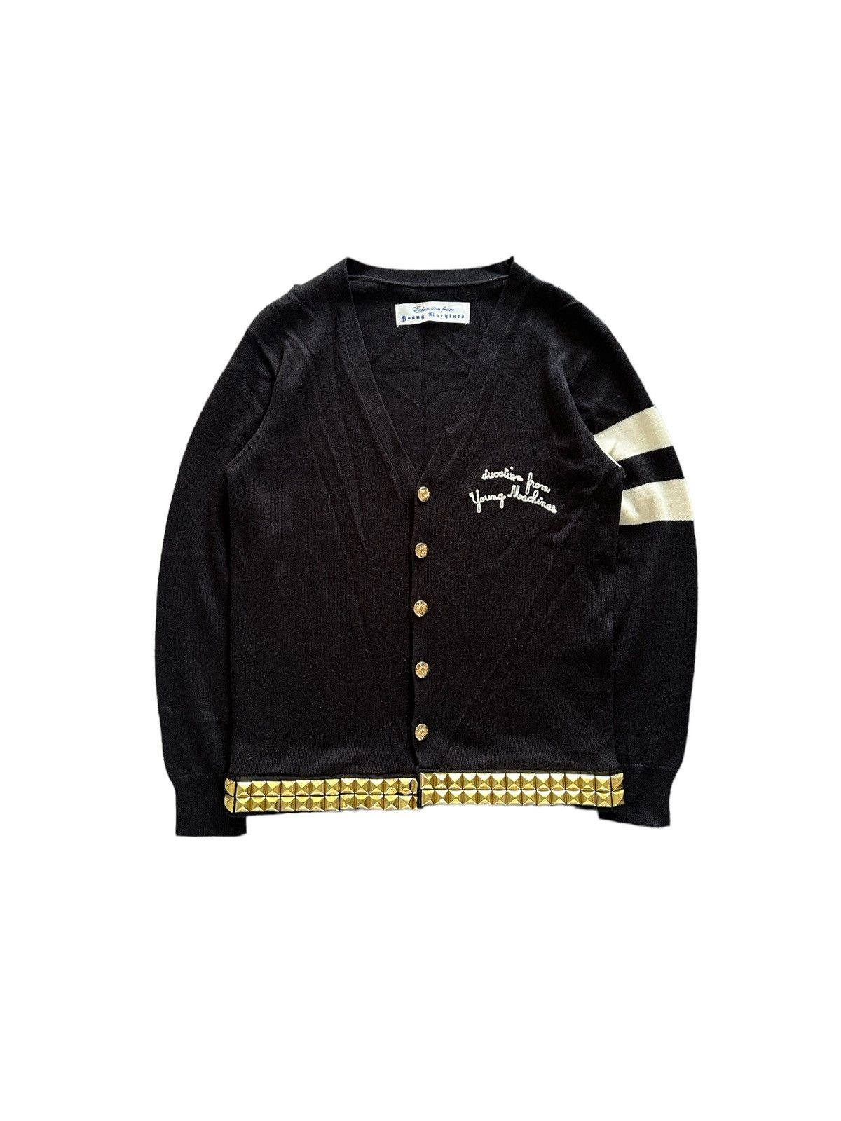 image of If Six Was Nine x Loveless Education From Young Machine Studded Punk Cardigan in Black (Size Medium