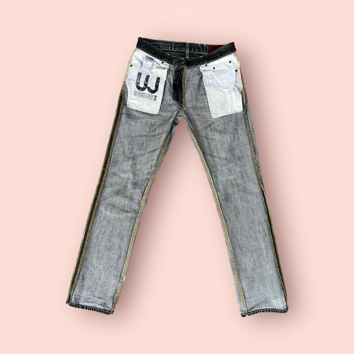 Jun Takahashi VINTAGE DISTRESSED UNIQLO UJ JUN TAKAHASHI JEANS Size US 31 - 20 Thumbnail