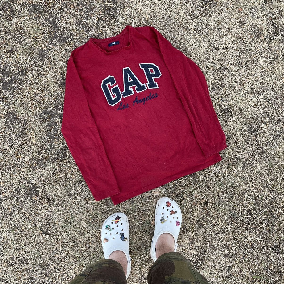 Vintage Vintage Y2K Gap Logo Longsleeve Burgundy Streetwear Washed L Size US L / EU 52-54 / 3 - 6 Thumbnail