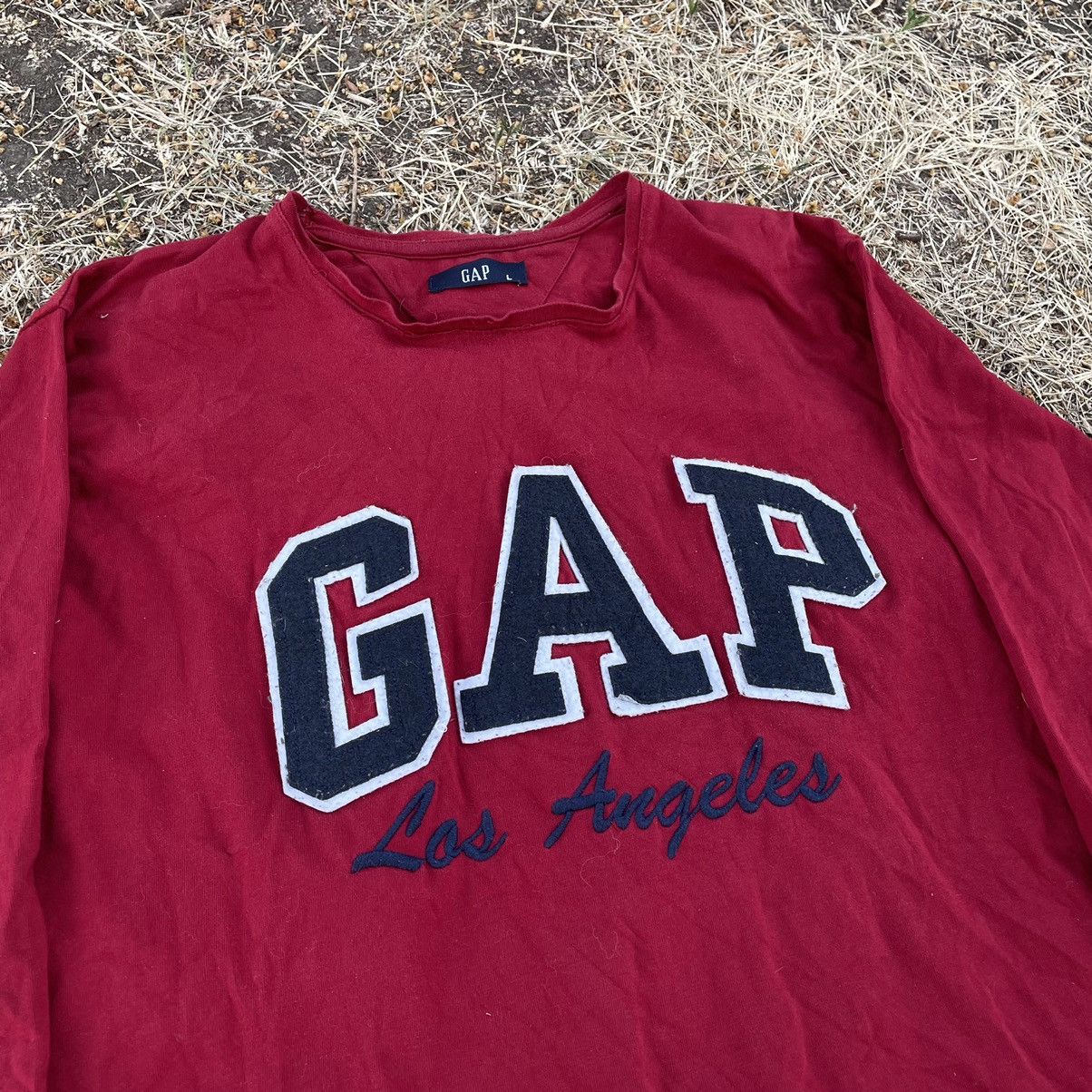 Vintage Vintage Y2K Gap Logo Longsleeve Burgundy Streetwear Washed L Size US L / EU 52-54 / 3 - 5 Thumbnail