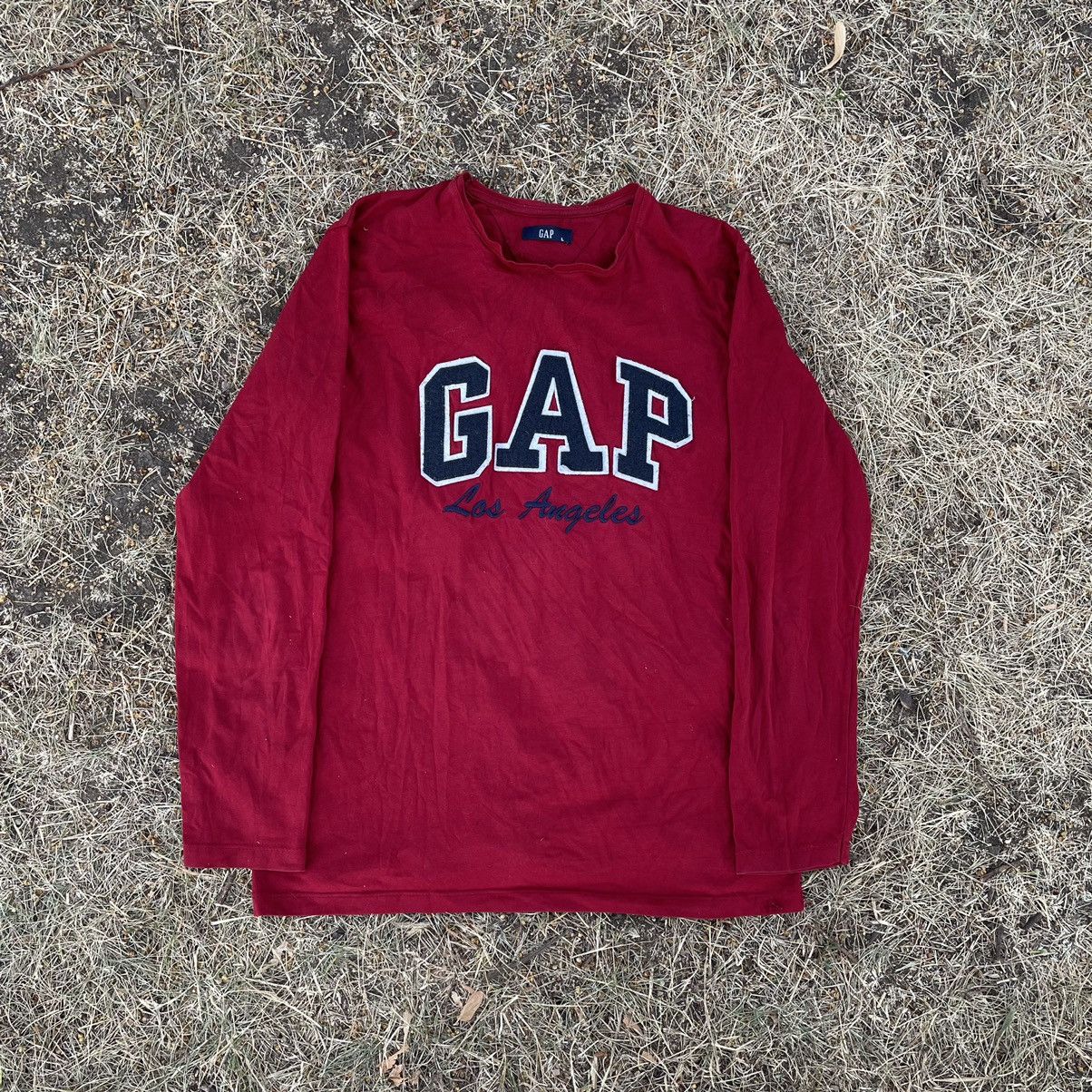 Vintage Vintage Y2K Gap Logo Longsleeve Burgundy Streetwear Washed L Size US L / EU 52-54 / 3 - 1 Thumbnail