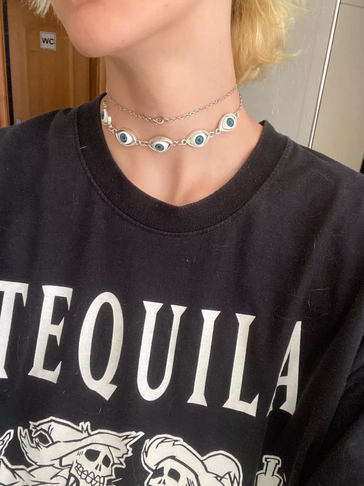 Other Art Trippy Evil Eye Ball Chain Silver Necklace Size ONE SIZE - 2 Thumbnail