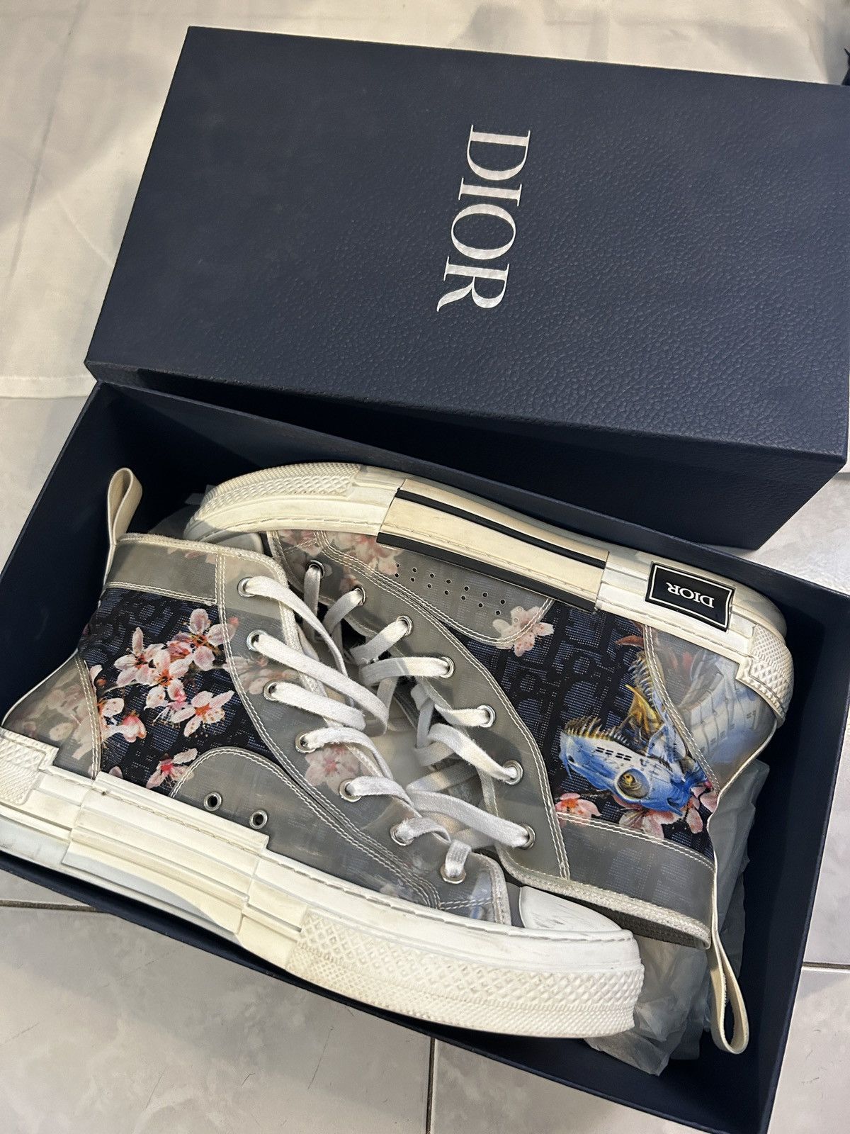 dior b23 high canvas sorayama dinosaur navy