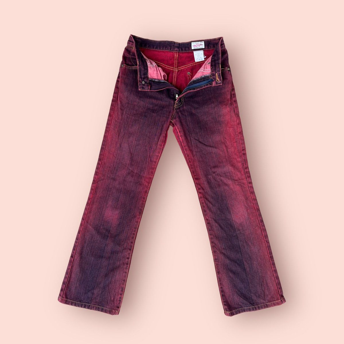Japanese Brand × Vintage × Wrangler FLARED VINTAGE WRANGLER WASHED RED DENIM Size US 27 - 11 Thumbnail