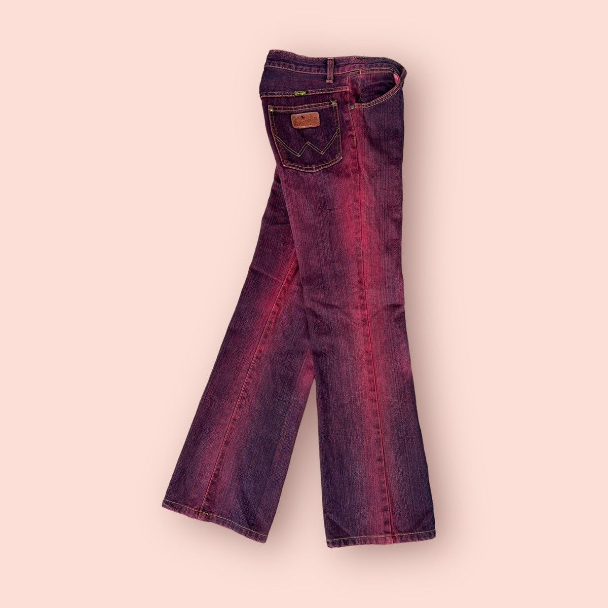 Japanese Brand × Vintage × Wrangler FLARED VINTAGE WRANGLER WASHED RED DENIM Size US 27 - 3 Thumbnail