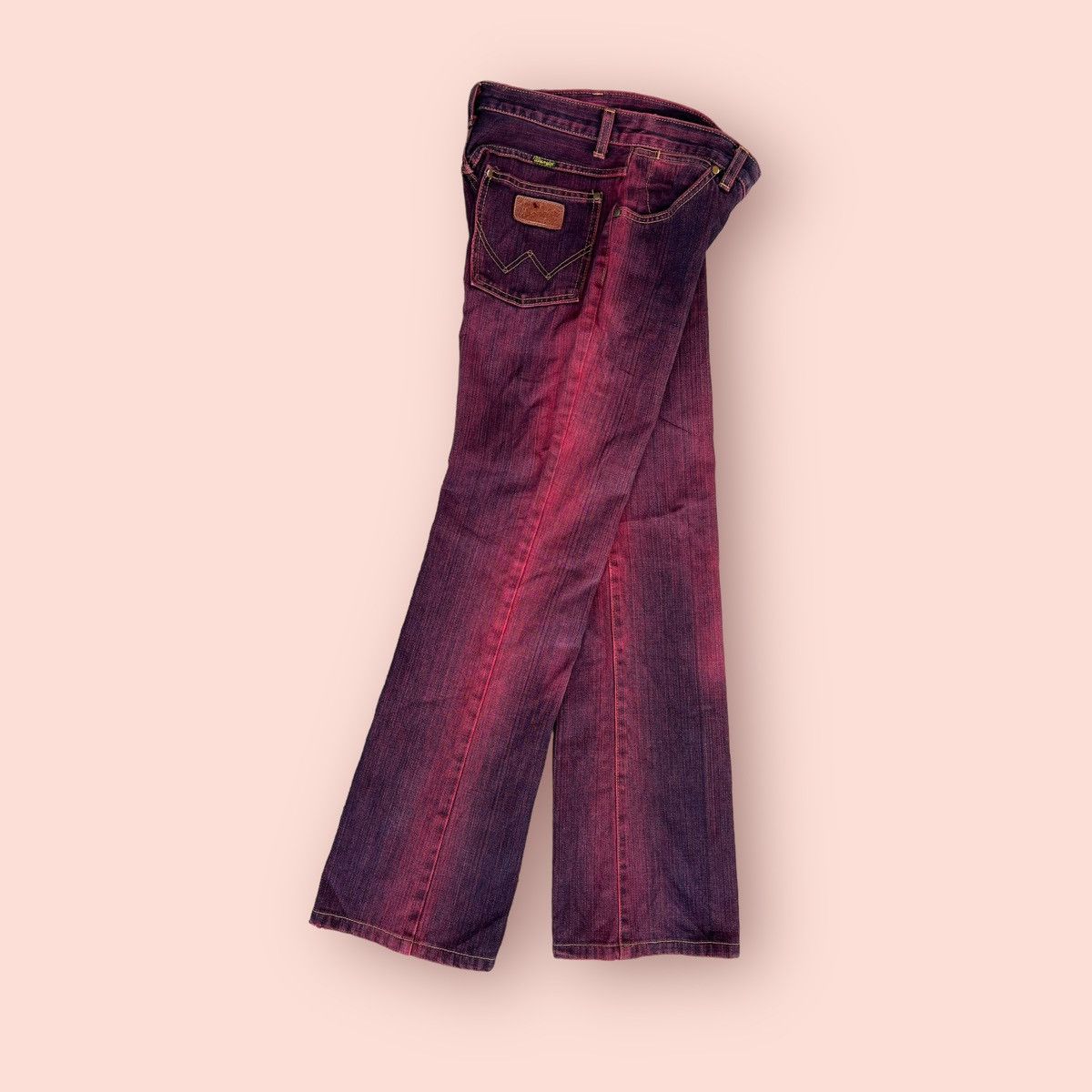 Japanese Brand × Vintage × Wrangler FLARED VINTAGE WRANGLER WASHED RED DENIM Size US 27 - 4 Thumbnail