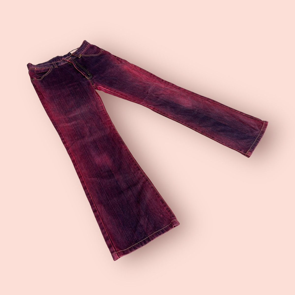 Japanese Brand × Vintage × Wrangler FLARED VINTAGE WRANGLER WASHED RED DENIM Size US 27 - 2 Thumbnail