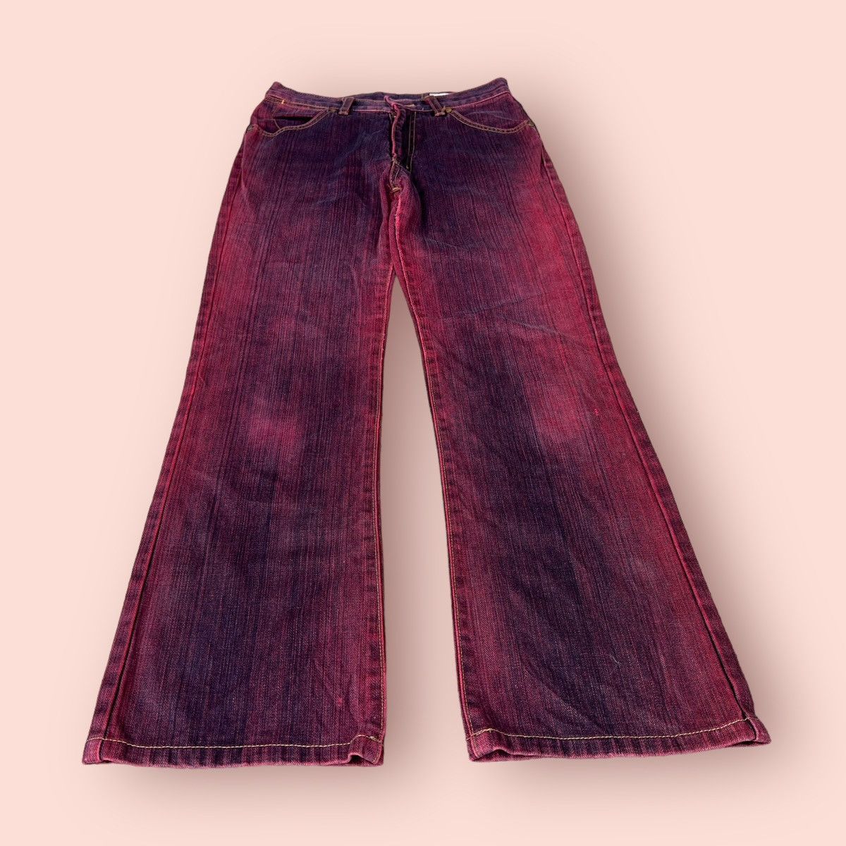Japanese Brand × Vintage × Wrangler FLARED VINTAGE WRANGLER WASHED RED DENIM Size US 27 - 19 Thumbnail