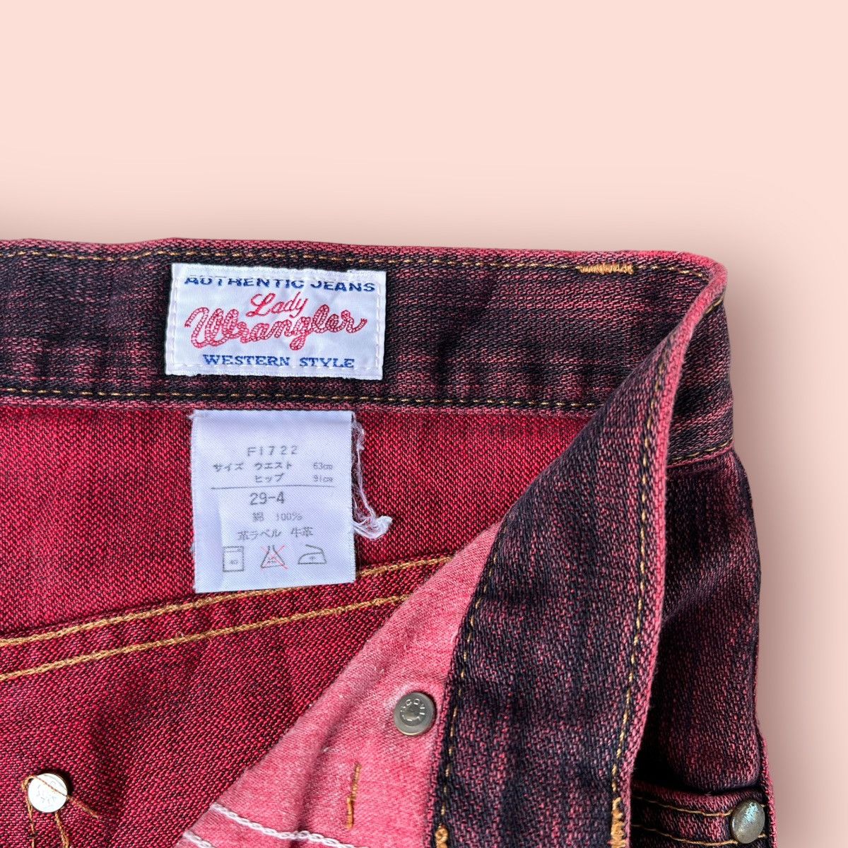Japanese Brand × Vintage × Wrangler FLARED VINTAGE WRANGLER WASHED RED DENIM Size US 27 - 14 Thumbnail