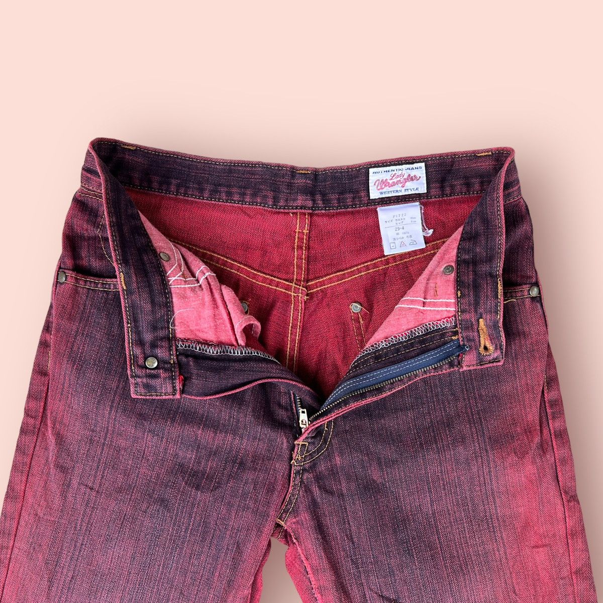 Japanese Brand × Vintage × Wrangler FLARED VINTAGE WRANGLER WASHED RED DENIM Size US 27 - 13 Thumbnail