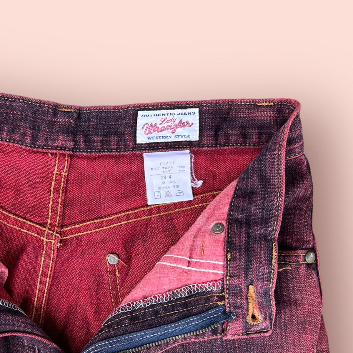 Japanese Brand × Vintage × Wrangler FLARED VINTAGE WRANGLER WASHED RED DENIM Size US 27 - 12 Thumbnail