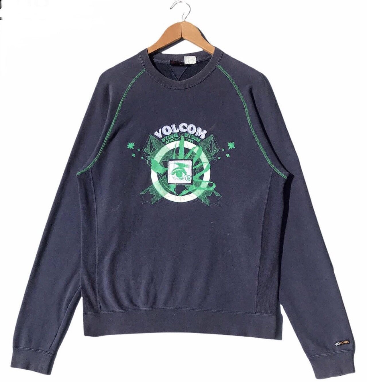 image of Skategang x Vintage Volcom Skateboards Sweatshirts in Faded Blue, Men's (Size Large)