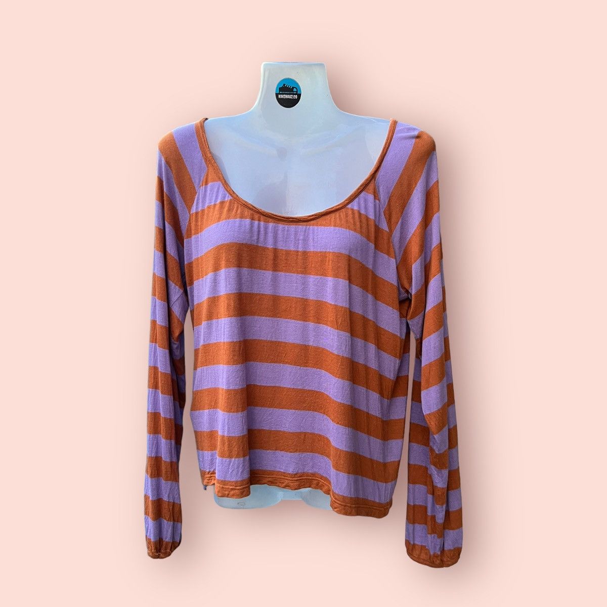 A.P.C. VINTAGE A.P.C. STRIPED WIDE NECK RAYON LONG BLOUSE Size S / US 4 / IT 40 - 7 Thumbnail