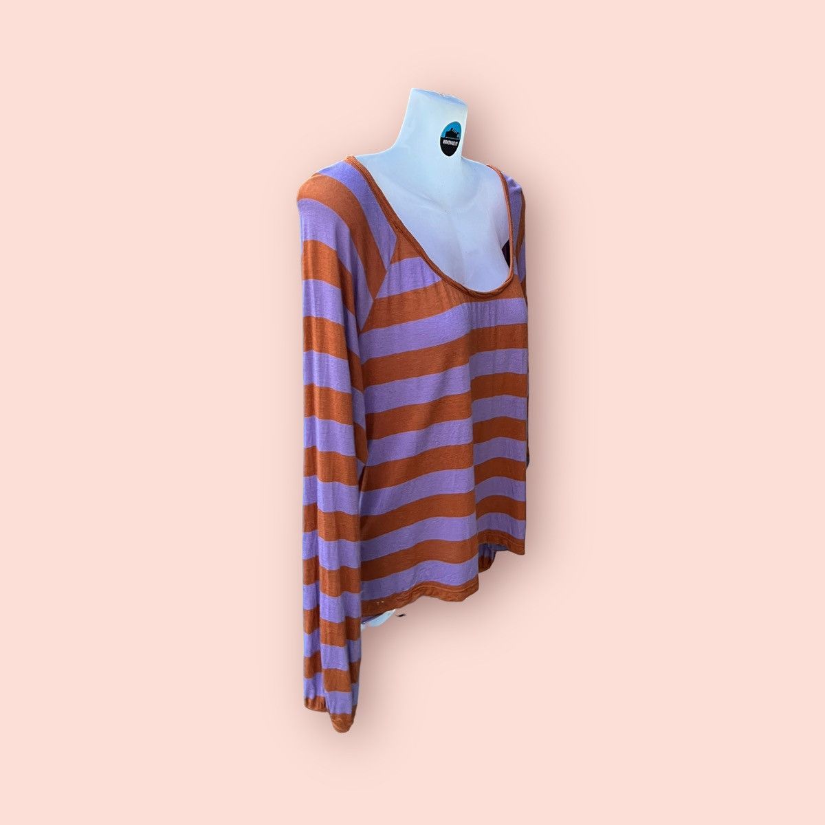 A.P.C. VINTAGE A.P.C. STRIPED WIDE NECK RAYON LONG BLOUSE Size S / US 4 / IT 40 - 4 Thumbnail