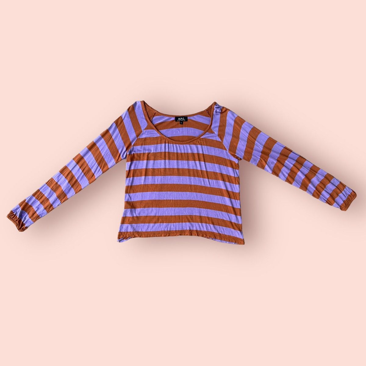 A.P.C. VINTAGE A.P.C. STRIPED WIDE NECK RAYON LONG BLOUSE Size S / US 4 / IT 40 - 9 Thumbnail