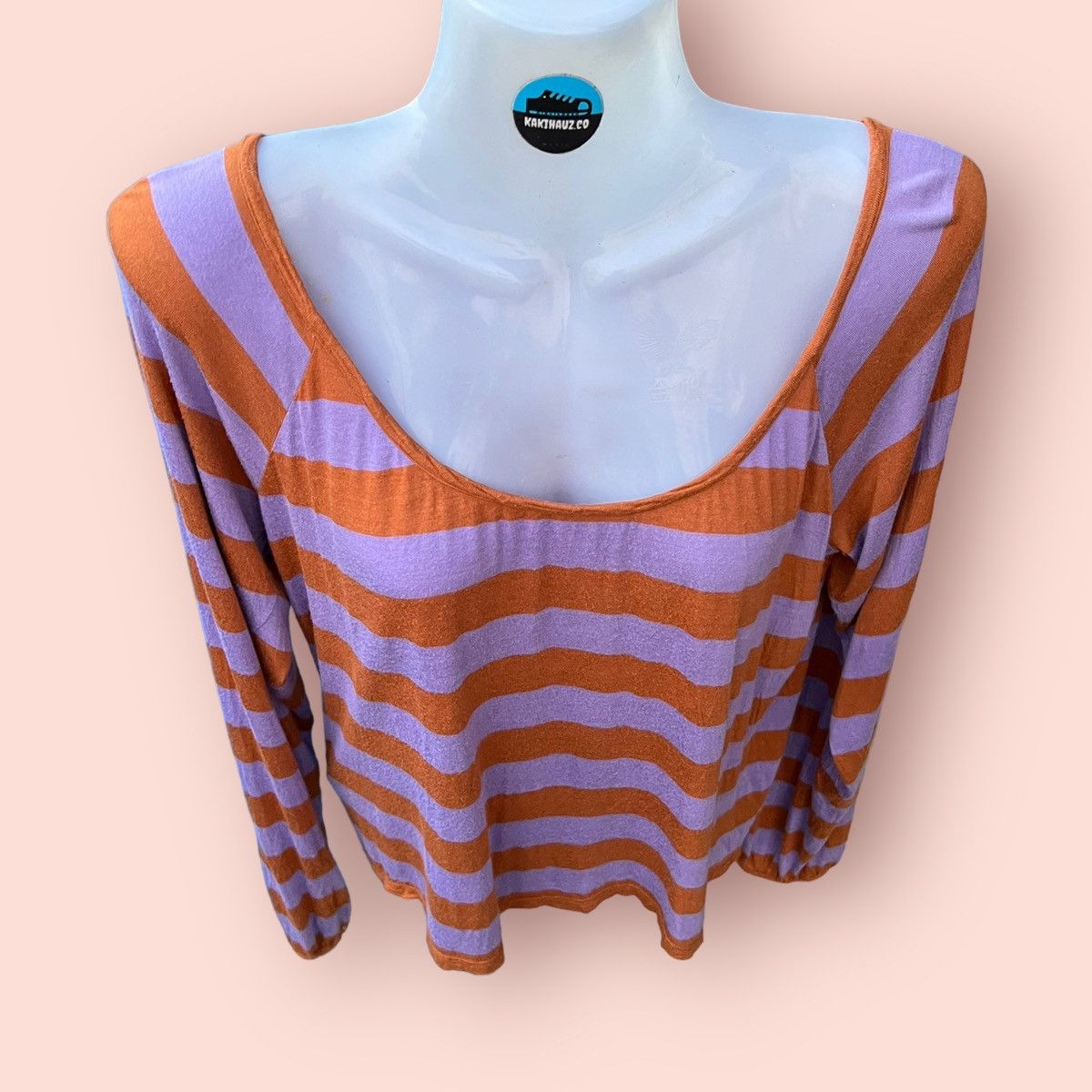 A.P.C. VINTAGE A.P.C. STRIPED WIDE NECK RAYON LONG BLOUSE Size S / US 4 / IT 40 - 5 Thumbnail