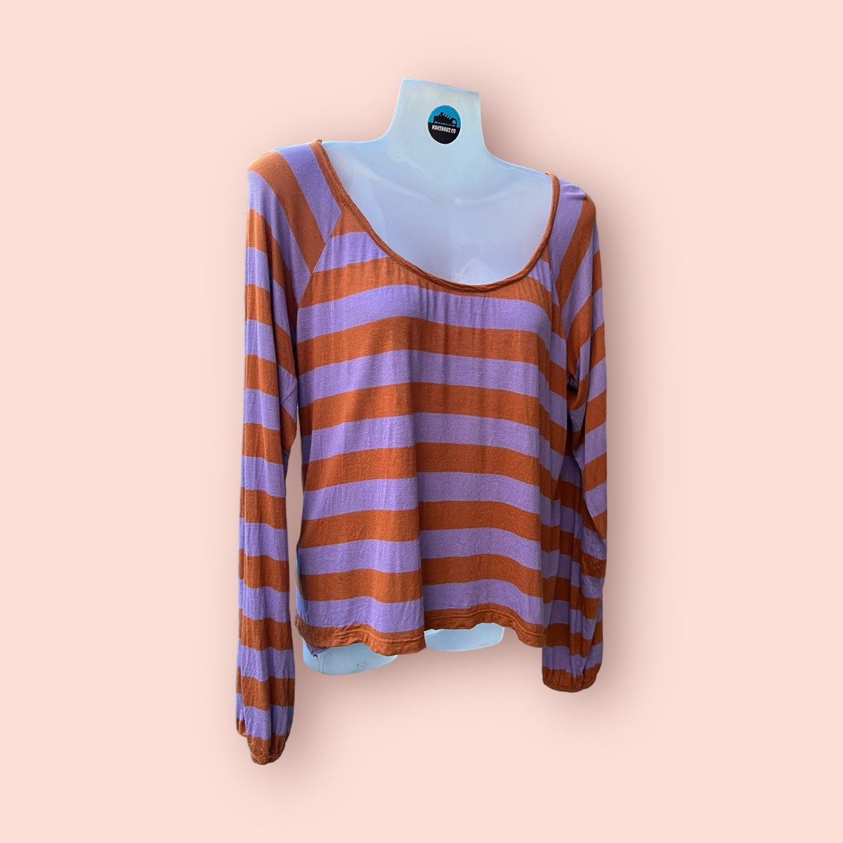 A.P.C. VINTAGE A.P.C. STRIPED WIDE NECK RAYON LONG BLOUSE Size S / US 4 / IT 40 - 1 Thumbnail