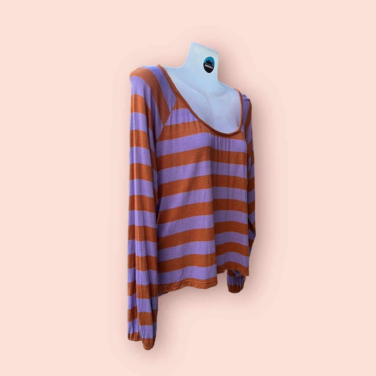 A.P.C. VINTAGE A.P.C. STRIPED WIDE NECK RAYON LONG BLOUSE Size S / US 4 / IT 40 - 8 Thumbnail