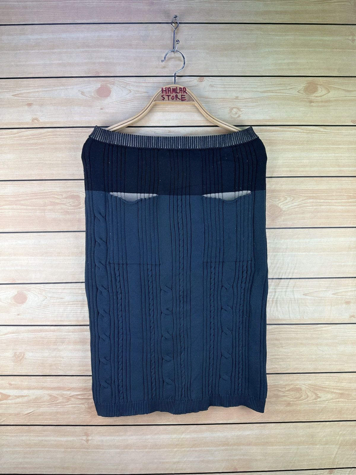 image of Issey Miyake Pleats Please Knit Skirt Japan in Blue Black, Women's (Size 27)