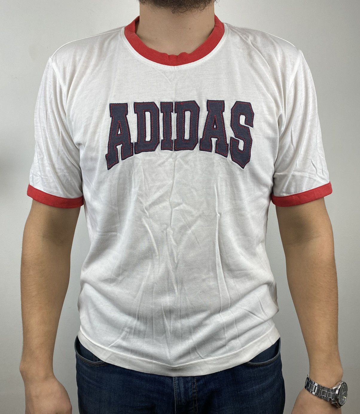 Adidas Vintage ADIDAS White T Shirt Big Logo M62 Size US M / EU 48-50 / 2 - 1 Thumbnail