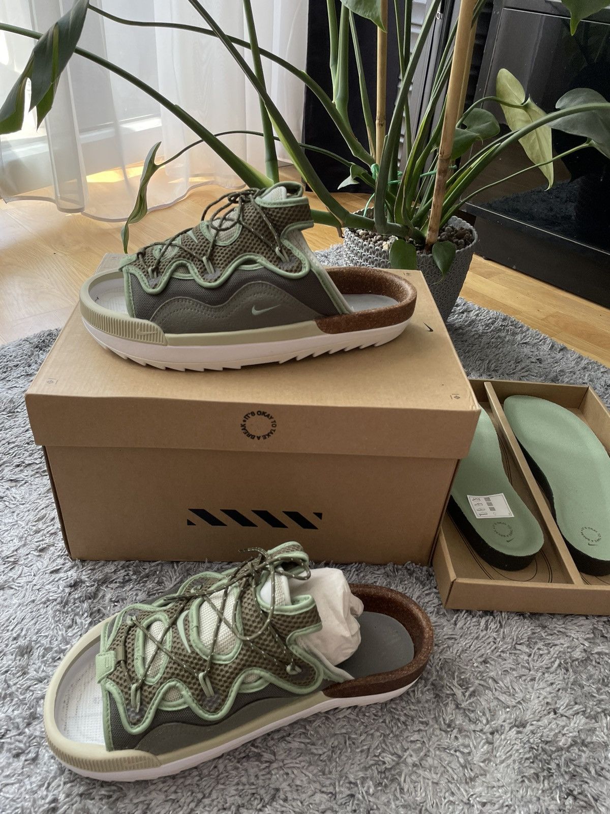 Designer Nike Streetwear Nike Offline 2.0 Sandals olive green 8.5 42 26.5cm flip flop Grailed
