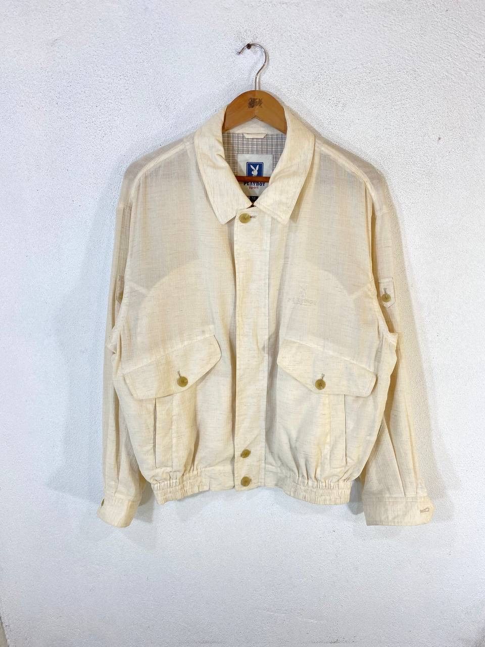 image of Avant Garde x Playboy Vintage Playboy Sport White Jacket Foldable Sleeves, Men's (Size Medium)