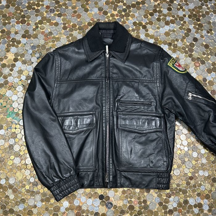 Vintage Police POLIZEI vintage leather bomber jacket 90’S | Grailed