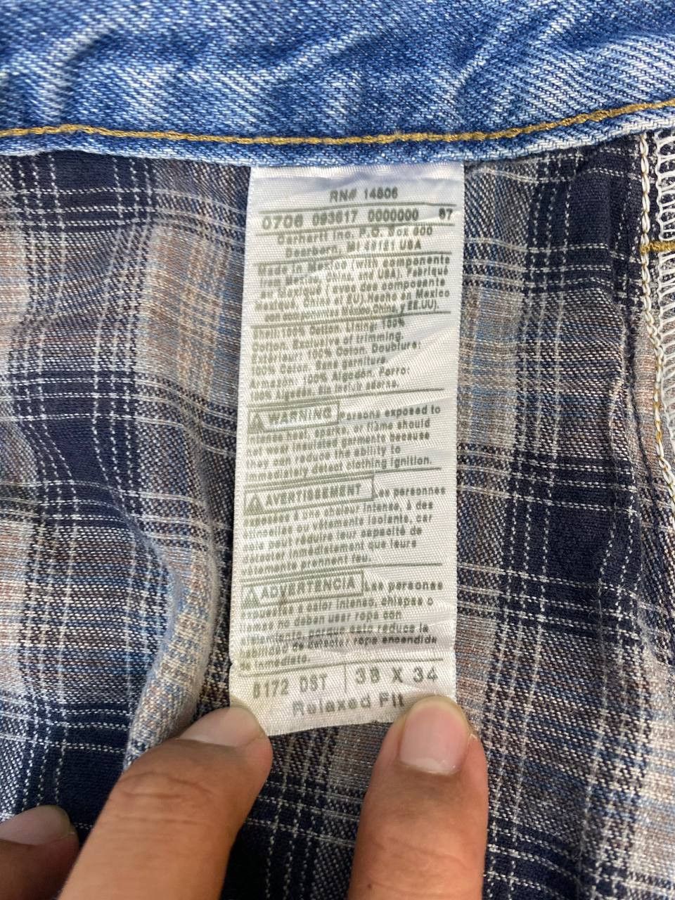 Carhartt vintage carhartt relaxed fit denim flannel lining Size US 39 - 14 Thumbnail