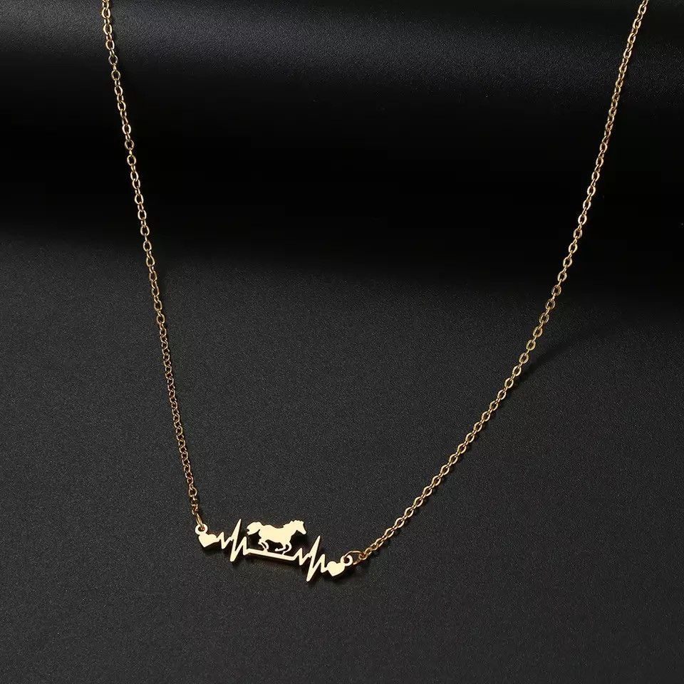 Jewelry Cute Cardiogram Horse Chain Pendant Collar Charm Necklace Size ONE SIZE - 3 Thumbnail