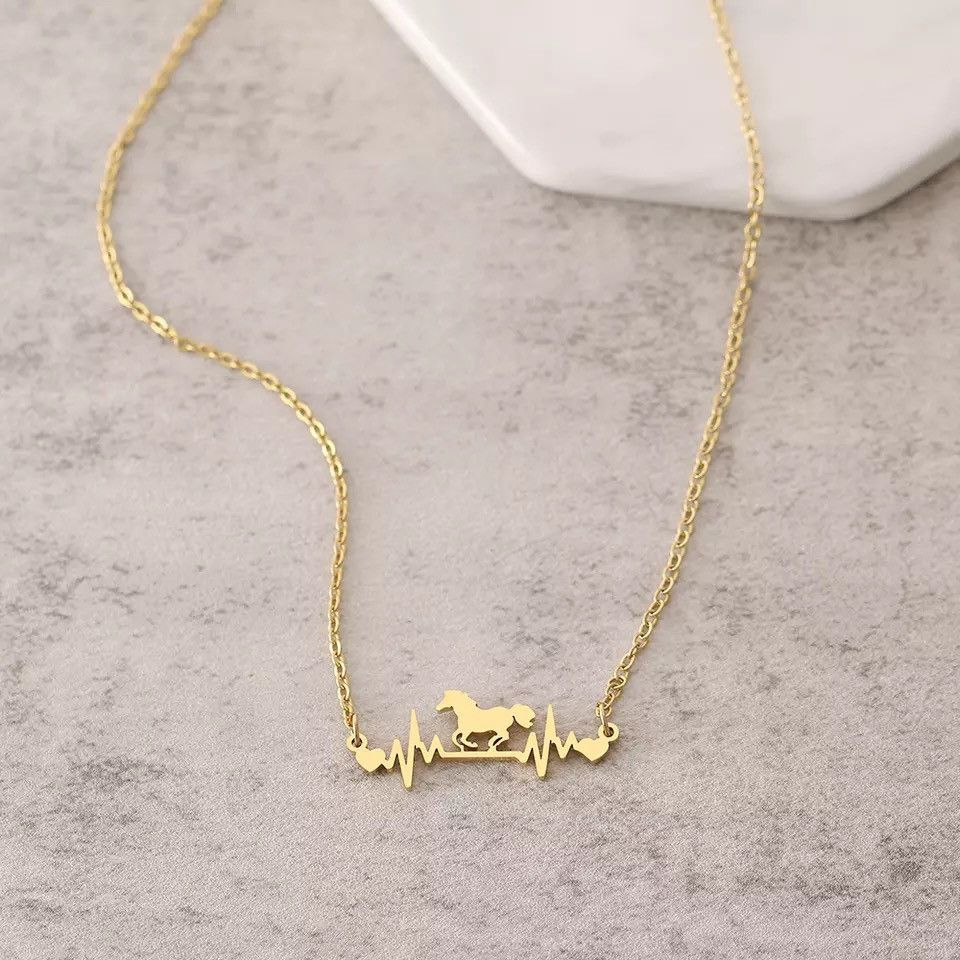 Jewelry Cute Cardiogram Horse Chain Pendant Collar Charm Necklace Size ONE SIZE - 4 Thumbnail