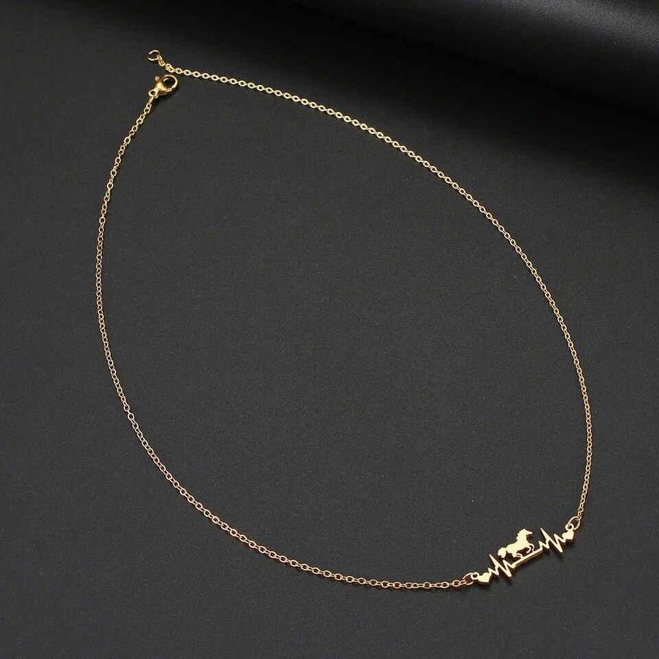 Jewelry Cute Cardiogram Horse Chain Pendant Collar Charm Necklace Size ONE SIZE - 2 Thumbnail