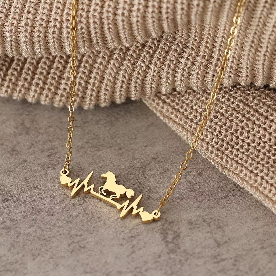 Jewelry Cute Cardiogram Horse Chain Pendant Collar Charm Necklace Size ONE SIZE - 1 Thumbnail
