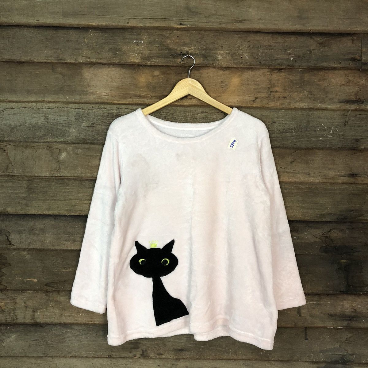 image of Japan Black Cat Light Pink Vintage Sweatshirt 5724, Women's (Size Medium)