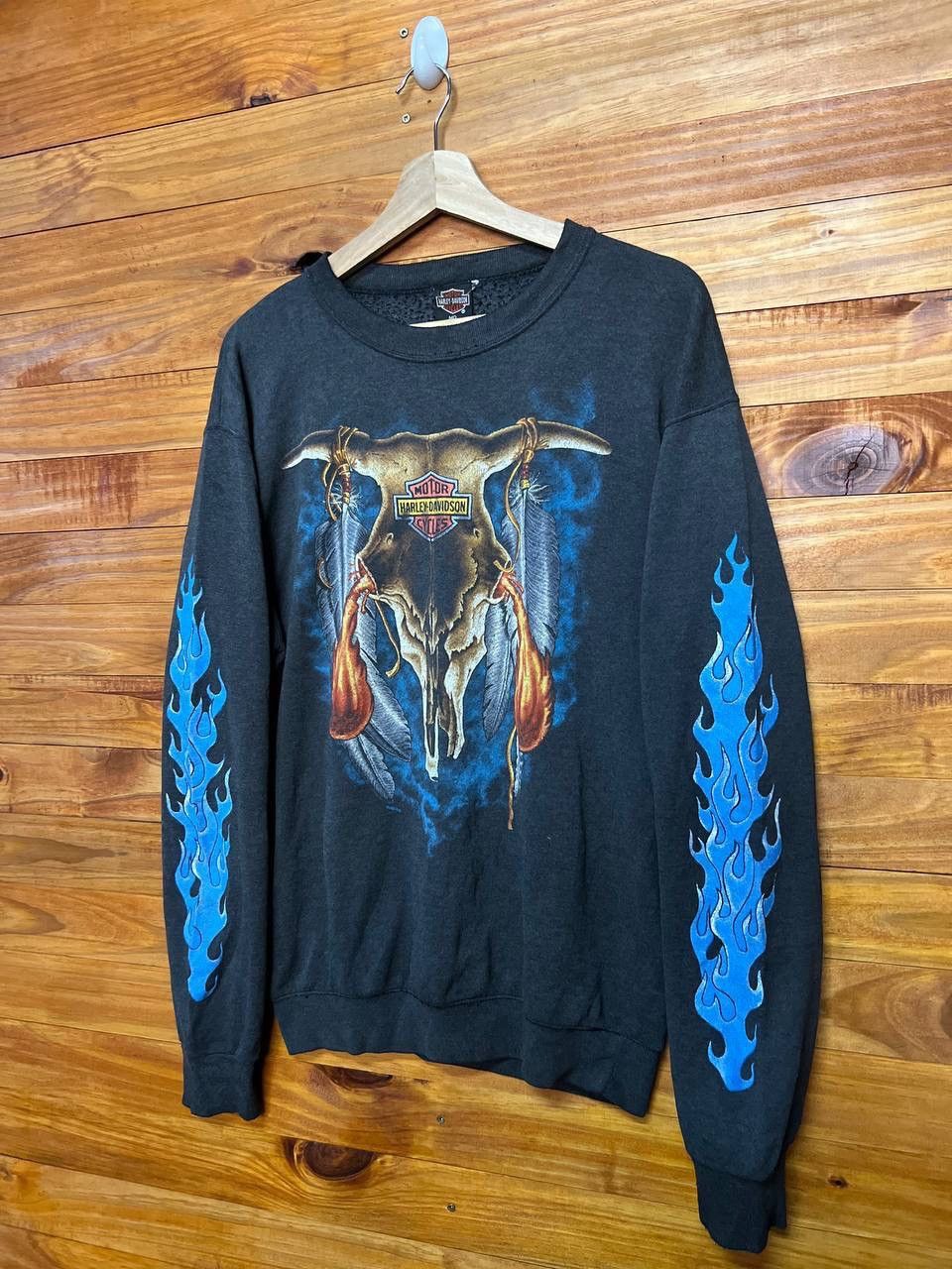 Harley Davidson Vintage 80s Harley Davidson Big Logo Sweatshirts Size US L / EU 52-54 / 3 - 3 Thumbnail