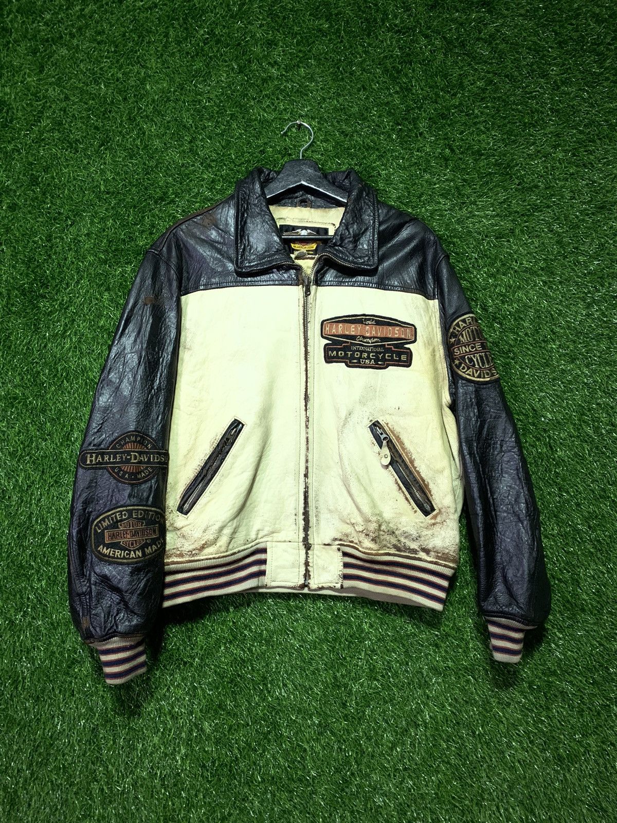 Harley Davidson Vintage Harley Davidson Leather Bikers Patch Jacket Size US M / EU 48-50 / 2 - 4 Thumbnail