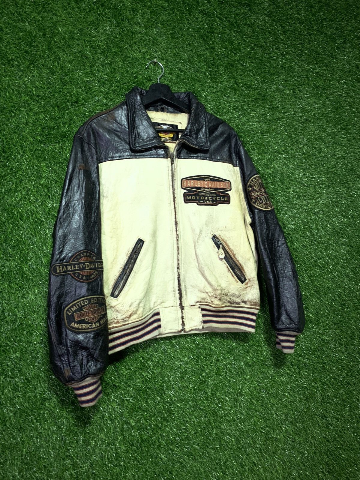 Harley Davidson Vintage Harley Davidson Leather Bikers Patch Jacket Size US M / EU 48-50 / 2 - 6 Thumbnail