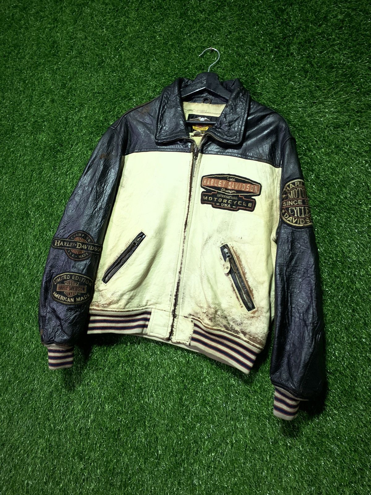 Harley Davidson Vintage Harley Davidson Leather Bikers Patch Jacket Size US M / EU 48-50 / 2 - 5 Thumbnail