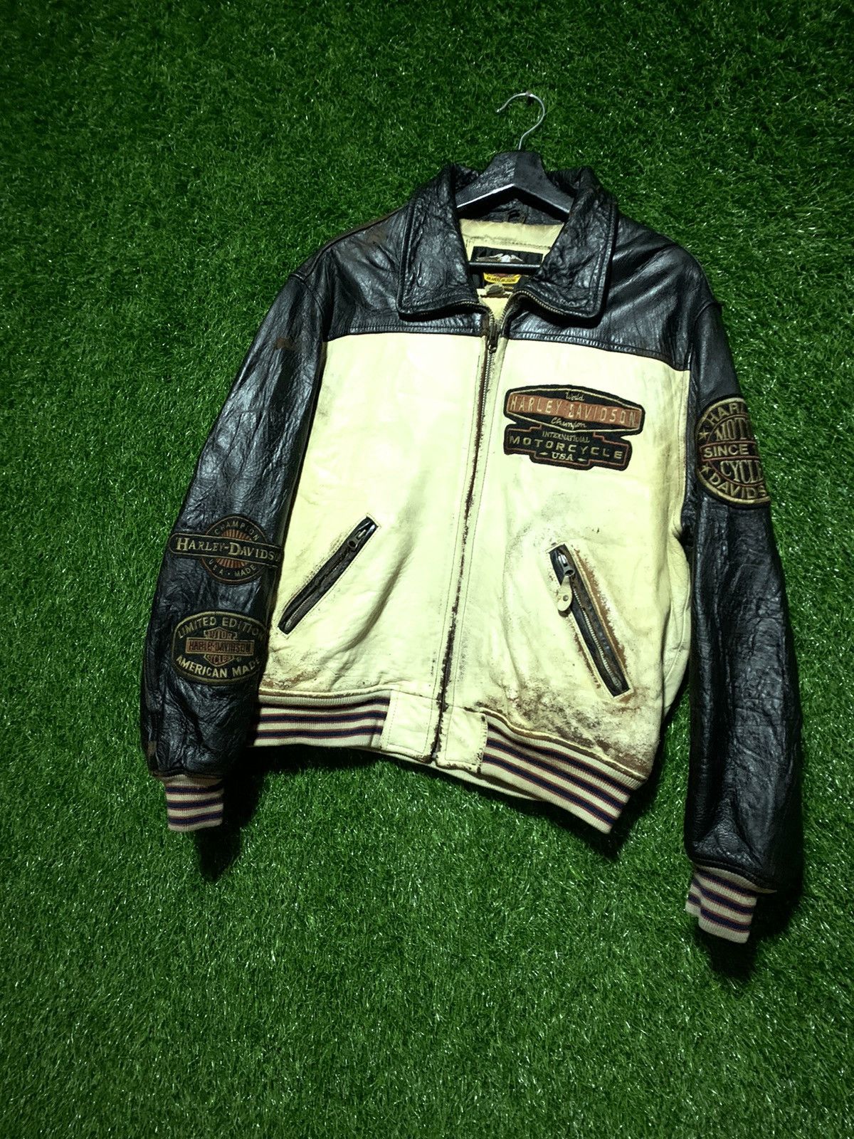 Harley Davidson Vintage Harley Davidson Leather Bikers Patch Jacket Size US M / EU 48-50 / 2 - 14 Thumbnail