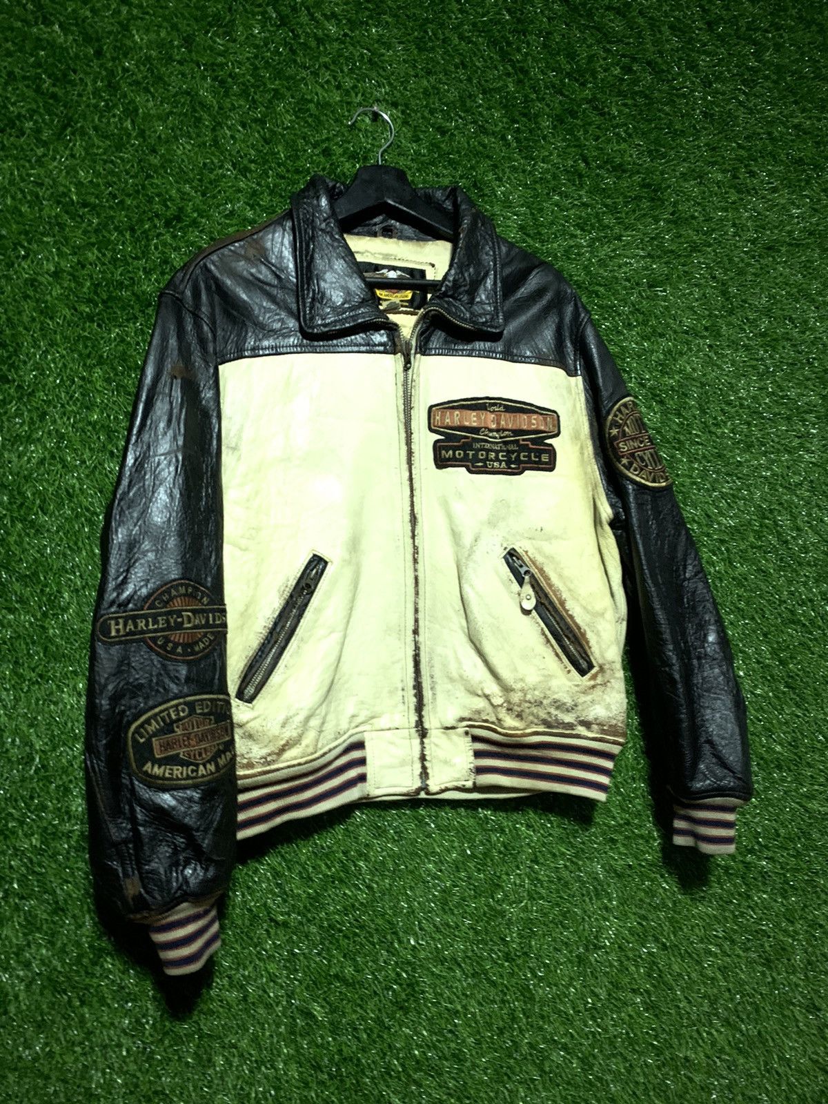 Harley Davidson Vintage Harley Davidson Leather Bikers Patch Jacket Size US M / EU 48-50 / 2 - 15 Thumbnail