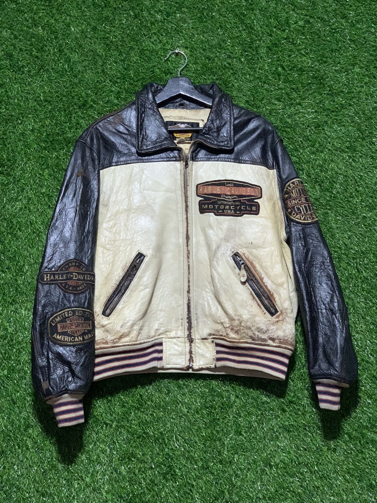 Harley Davidson Vintage Harley Davidson Leather Bikers Patch Jacket Size US M / EU 48-50 / 2 - 2 Thumbnail