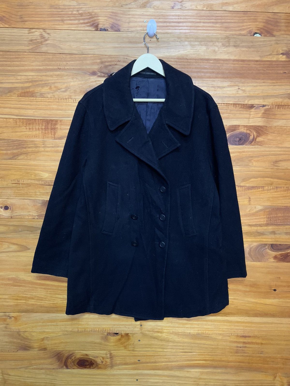 Y's for Men × Yohji Yamamoto Vintage Yohji Yamamoto Laine Wool Pea Coat Made In Japan Size US L / EU 52-54 / 3 - 1 Thumbnail