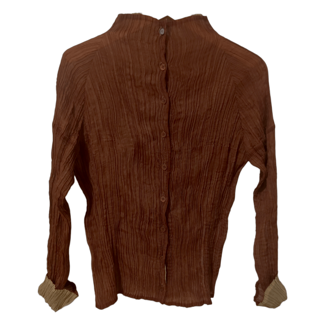 Reversible button-up pleated top