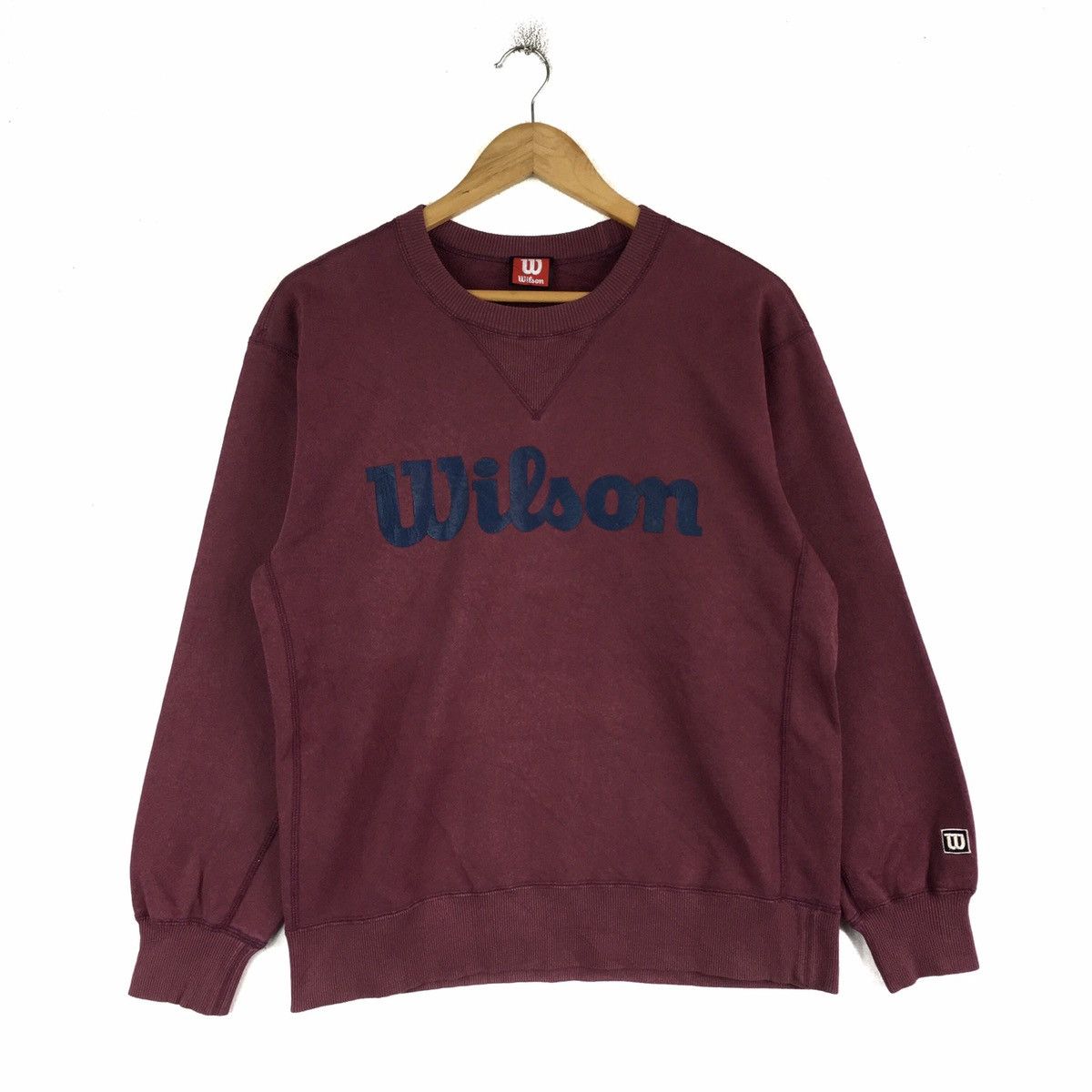 image of Vintage Wilson Sportswear Sweatshirt Pullover Jumper in Maroon, Men's (Size Medium)