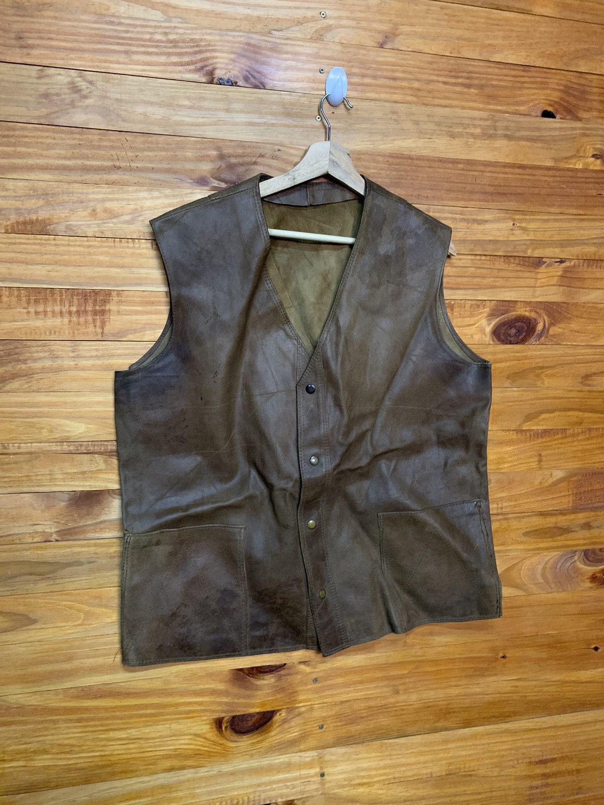 Other Vintage Cowhide Vest Bikers Leather Jacket Size US XL / EU 56 / 4 - 3 Thumbnail