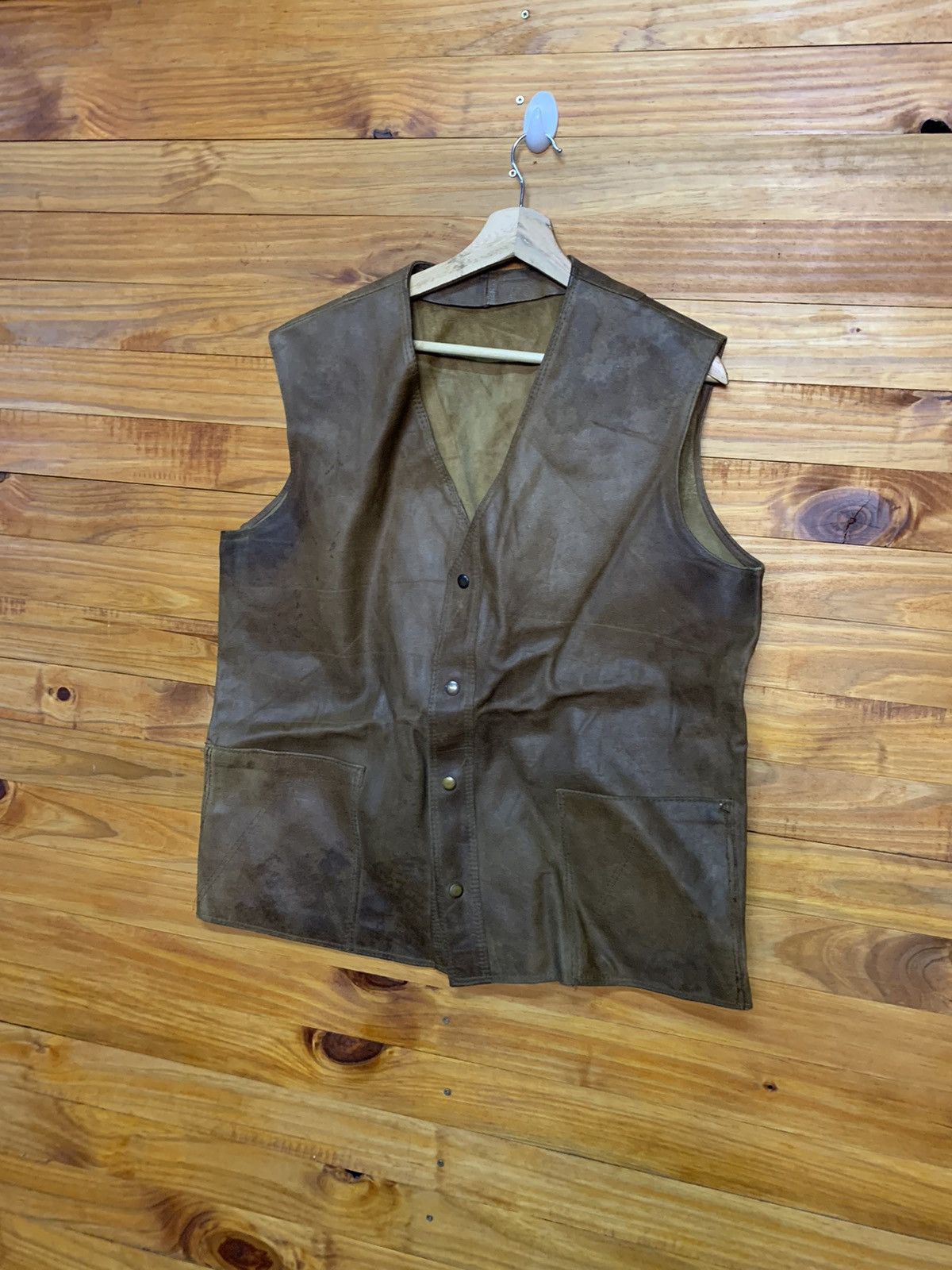 Other Vintage Cowhide Vest Bikers Leather Jacket Size US XL / EU 56 / 4 - 2 Thumbnail