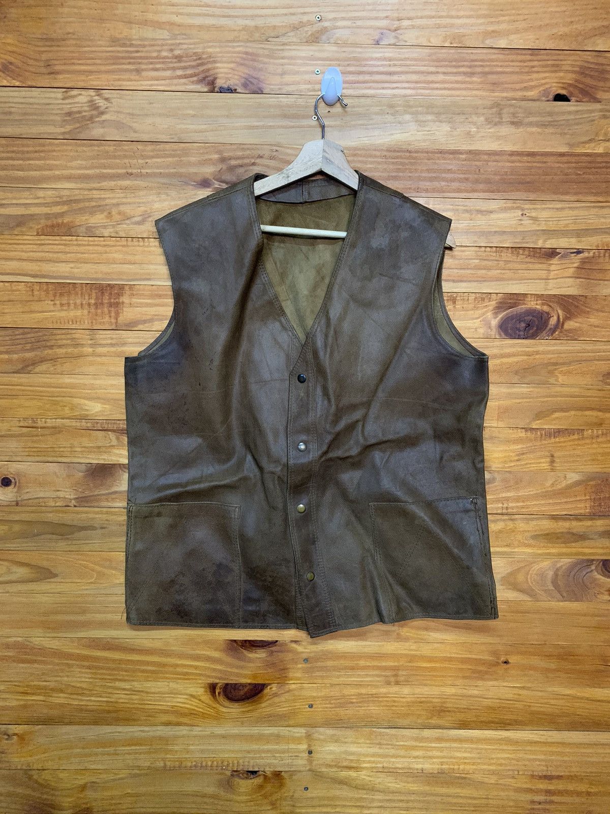 Other Vintage Cowhide Vest Bikers Leather Jacket Size US XL / EU 56 / 4 - 1 Thumbnail