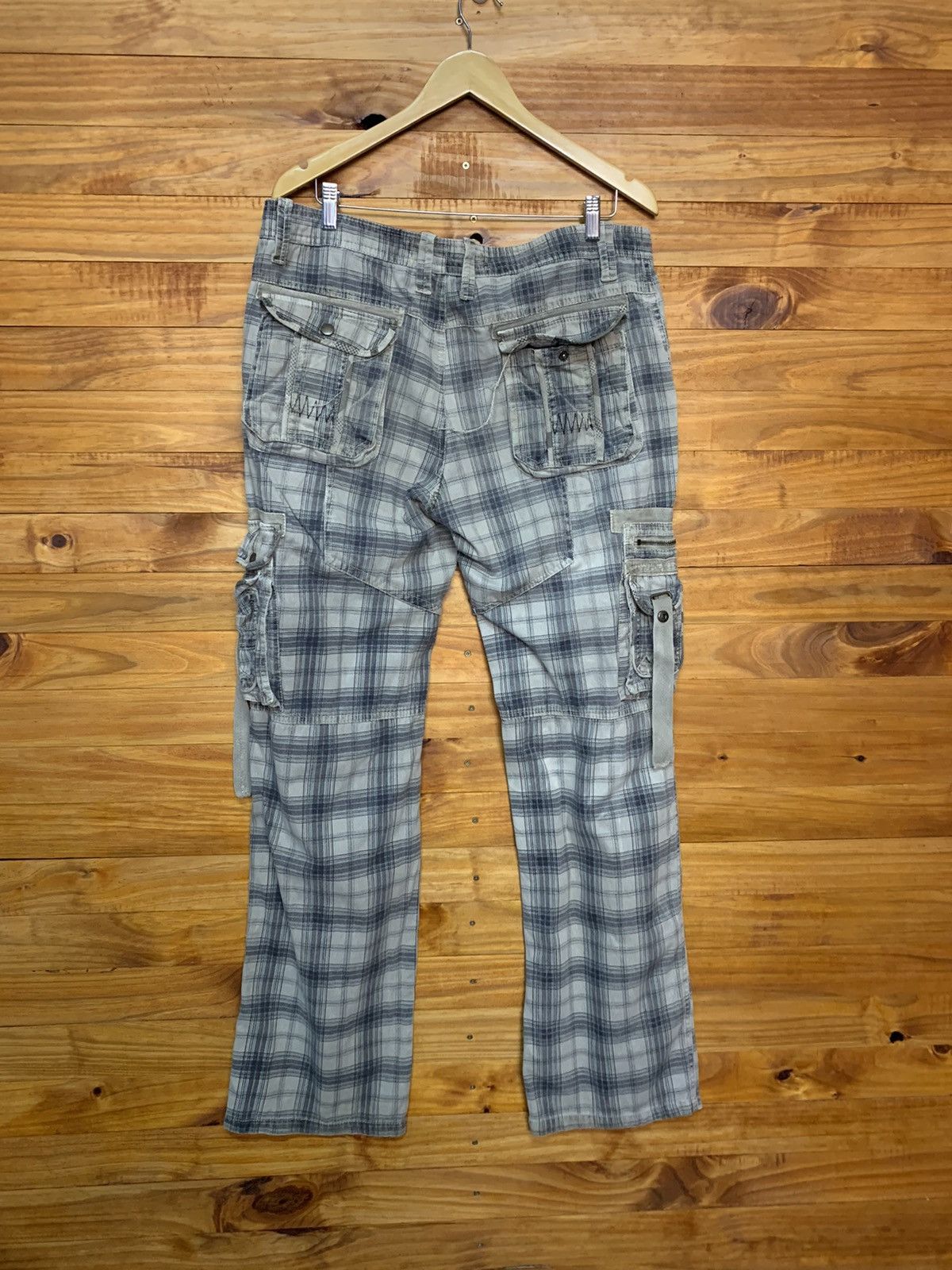 Japanese Brand Vintage Just Design Bondage Plaid Tartan Pants Size US 35 - 11 Thumbnail