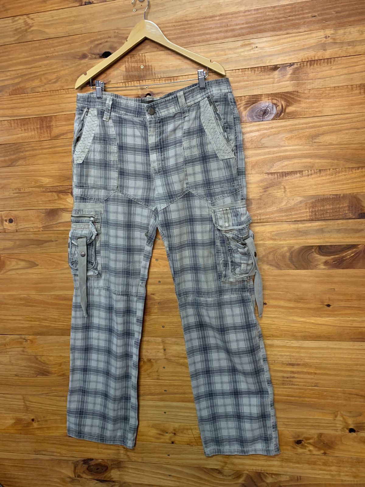 Japanese Brand Vintage Just Design Bondage Plaid Tartan Pants Size US 35 - 3 Thumbnail