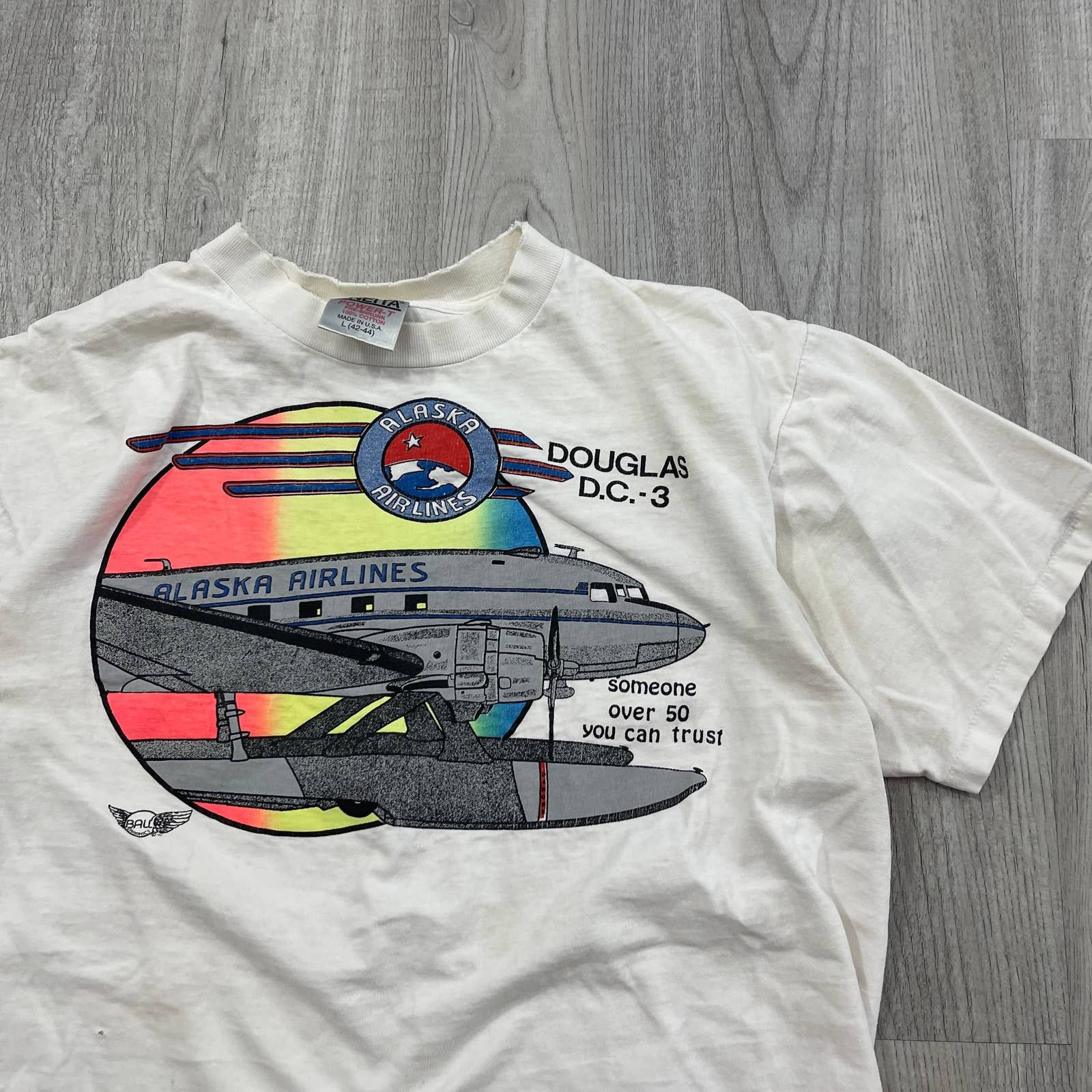 Vintage VINTAGE 90s Alaska Airlines Douglas DC-3 Plane Shirt | Grailed